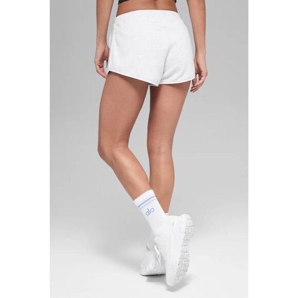 ALO Yoga Polar Fleece Retreat Short Style W6553R in White Heather Grey - Picture 5 of 7